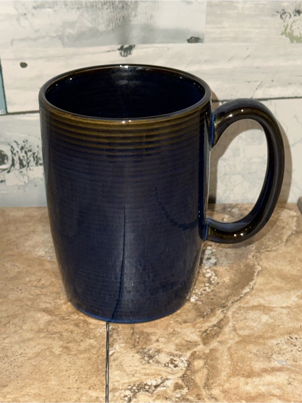 Thomas O'Brien Blue Stoneware Mug Cup 16 oz Glossy Finish With Handle